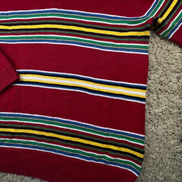 Lauren Ralph Lauren Sweater Striped Colorful Medium Cotton Oversized 1/4 Zip - Picture 11 of 13